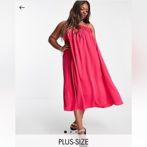 NWT ASOS Lola May Plus floaty cami maxi dress in hot pink size 22
